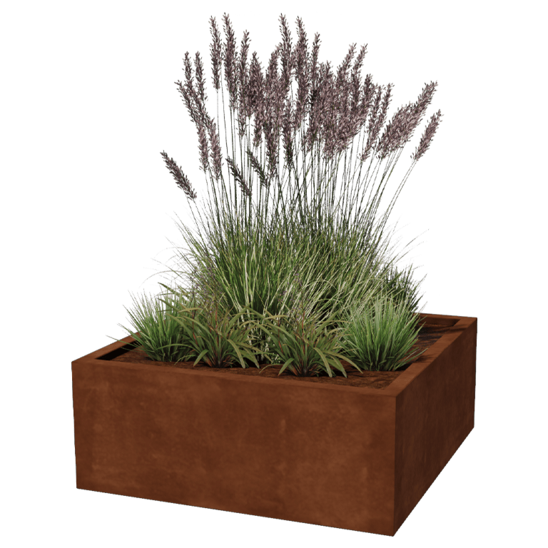 Fioriera in acciaio Corten - Quadrato - 100 x 100 x 40 cm - Saldato