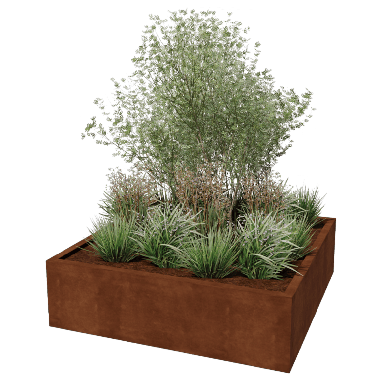 Fioriera in acciaio Corten - Quadrato - 140 x 140 x 40 cm - Saldato