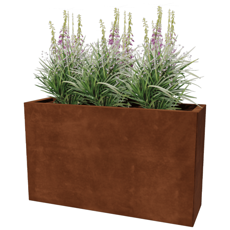 Fioriera in acciaio Corten - Rettangolo - 30 x 100 cm