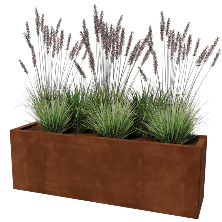 Fioriera in acciaio Corten - Rettangolo - 30 x 120 cm