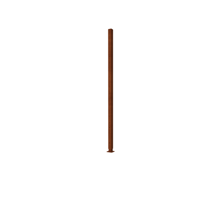 Recinzione in acciaio corten H - Palo intermedio con piastra di base - 190 x 6 x 6 cm