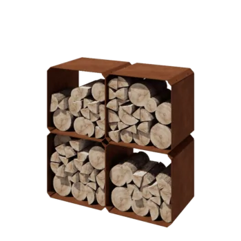 Portalegna in acciaio corten - Colorado 4 pezzi - 40 x 40 x 40 cm
