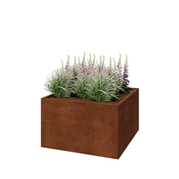 Fioriera in acciaio corten - Quadrato - 100 x 100 x 60 cm - Senza piastra di base