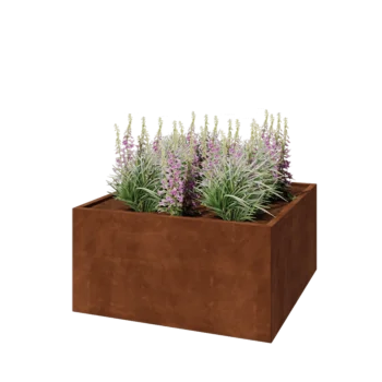 Fioriera in acciaio corten - Quadrato - 120 x 120 x 60 cm - Senza piastra di base