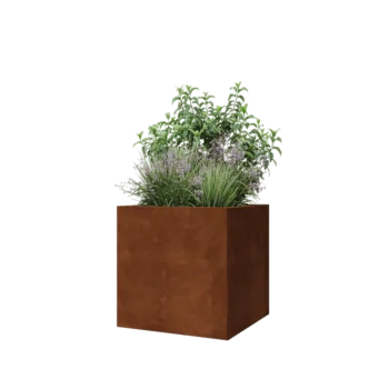 Fioriera in acciaio corten - Quadrato - 60 x 60 x 60 cm - Senza piastra di base