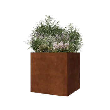 Fioriera in acciaio corten - Quadrato - 70 x 70 x 70 cm - Senza piastra di base