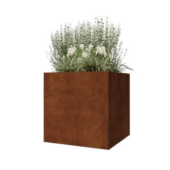 Fioriera in acciaio corten - Quadrato - 80 x 80 x 80 cm - Senza piastra di base