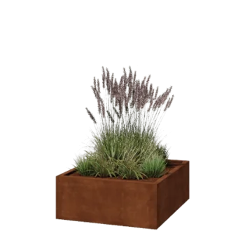 Fioriera in acciaio corten - Quadrato - 100 x 100 x 40 cm - Saldato - Con piastra di base