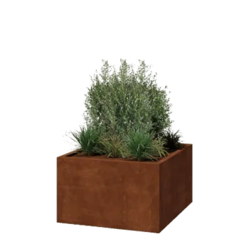 Fioriera in acciaio corten - Quadrato - 100 x 100 x 60 cm - Saldato - Con piastra di base