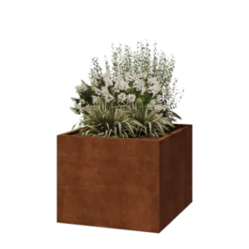 Fioriera in acciaio corten - Quadrato - 100 x 100 x 80 cm - Saldato - Senza piastra di base