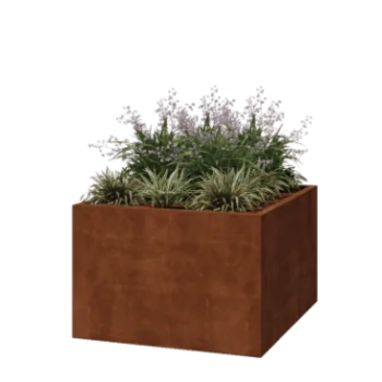 Fioriera in acciaio corten - Quadrato - 120 x 120 x 80 cm - Saldato - Con piastra di base