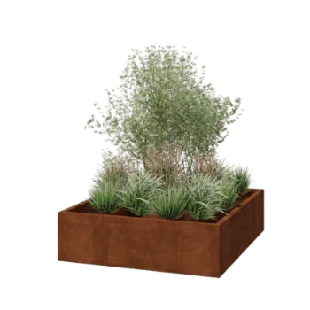 Fioriera in acciaio corten - Quadrato - 140 x 140 x 40 cm - Saldato - Senza piastra di base