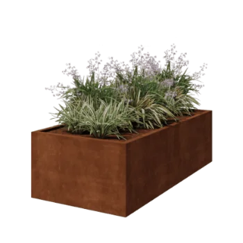 Fioriera in acciaio corten - Rettangolo - 200 x 100 x 60 cm - Saldato - Senza piastra di base