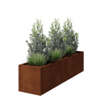 Fioriera in acciaio corten - Rettangolo - 200 x 50 x 50 cm - Saldato - Con piastra di base
