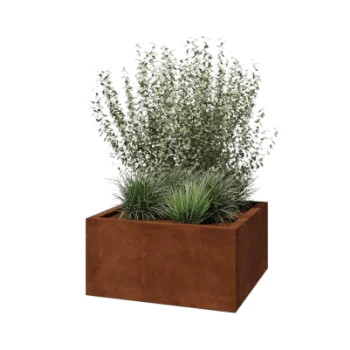 Fioriera in acciaio corten - Quadrato - 80 x 80 x 40 cm - Saldato - Con piastra di base
