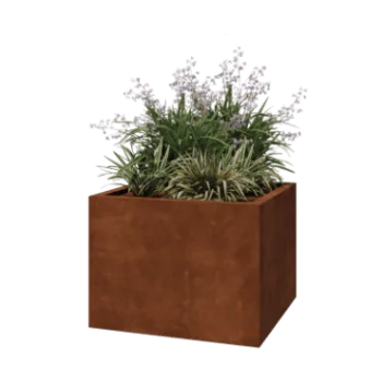 Fioriera in acciaio corten - Quadrato - 80 x 80 x 60 cm - Saldato - Con piastra di base