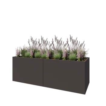 Fioriera XXL in acciaio - Rettangolo - 240 x 80 x 80 cm - RAL7016 opaco (grigio antracite) - Con piastra di base