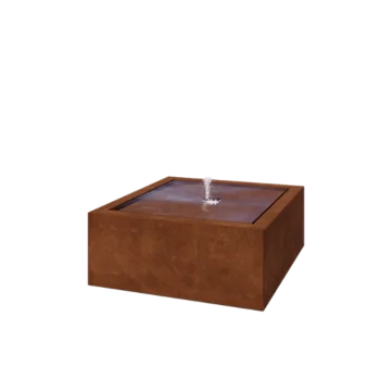 Fontana in acciaio corten - Lyra - 100 x 100 x 40 cm - Con Illuminazione LED