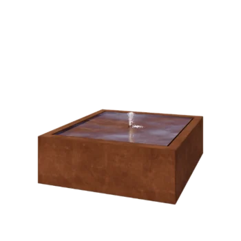 Fontana in acciaio corten - Lyra - 120 x 120 x 40 cm - Con Illuminazione LED