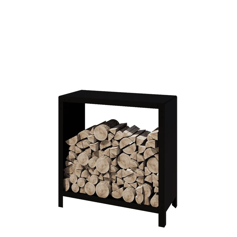 Portalegna in acciaio - Indiana - 100 x 40 x 100 cm - RAL9005 opaco (nero)
