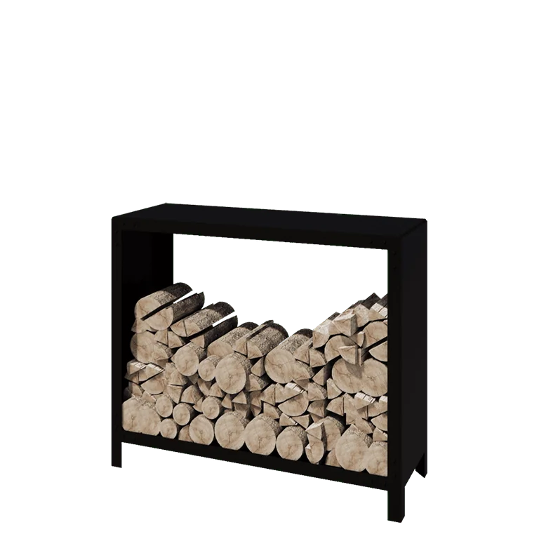 Portalegna in acciaio - Indiana - 120 x 40 x 100 cm - RAL9005 opaco (nero)
