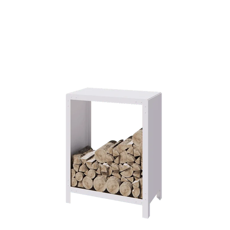 Portalegna in acciaio - Indiana - 80 x 40 x 100 cm - RAL9010 opaco (bianco)