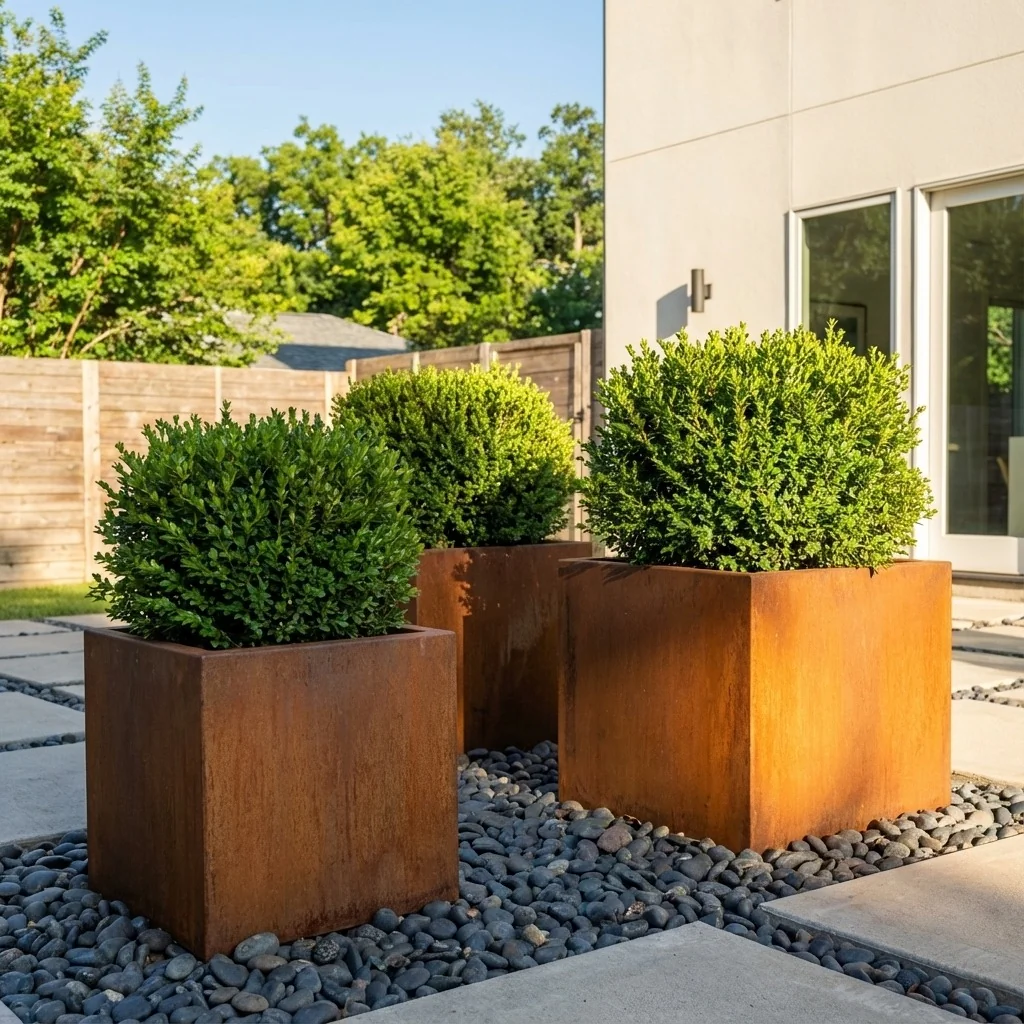 Fioriera in acciaio corten - Quadrato - 60 x 60 x 60 cm - Con piastra di base
