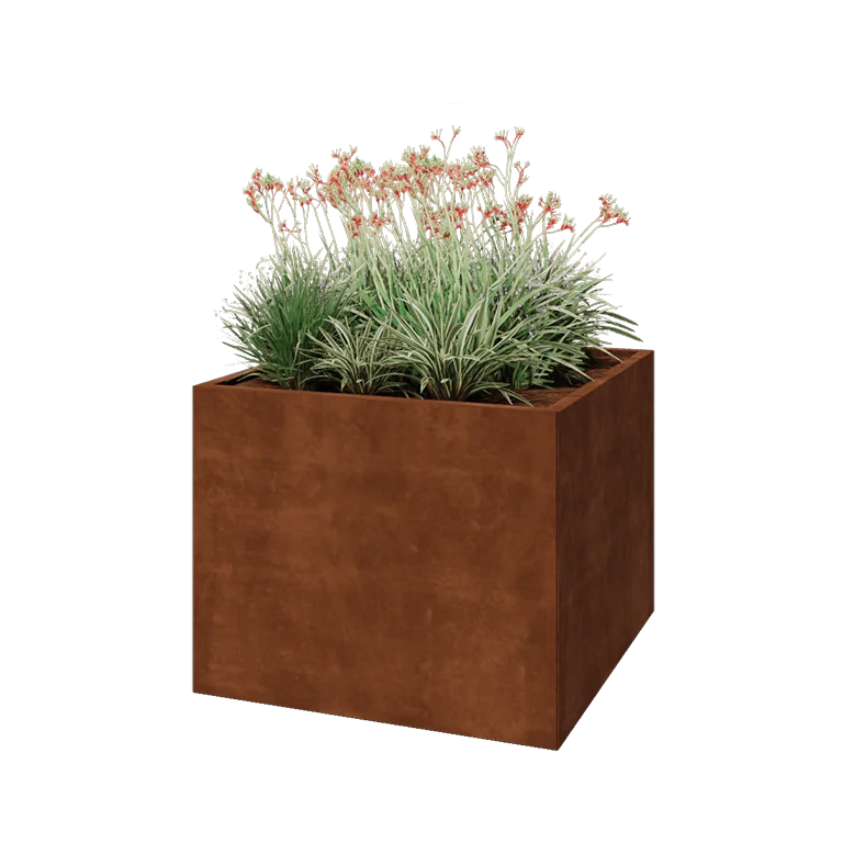 Fioriera in acciaio corten - Quadrato - 100 x 100 x 80 cm - Senza piastra di base