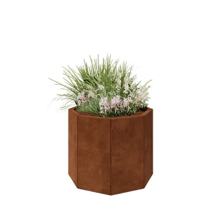Fioriera in acciaio corten - Ottagono - 72,4 x 72,4 x 60 cm - Senza piastra di base