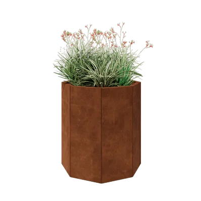 Fioriera in acciaio corten - Ottagono - 72,4 x 72,4 x 80 cm - Senza piastra di base