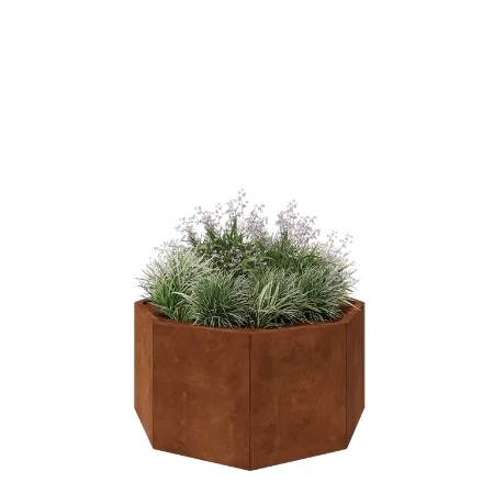 Fioriera in acciaio corten - Ottagono - 120,7 x 120,7 x 60 cm - Senza piastra di base