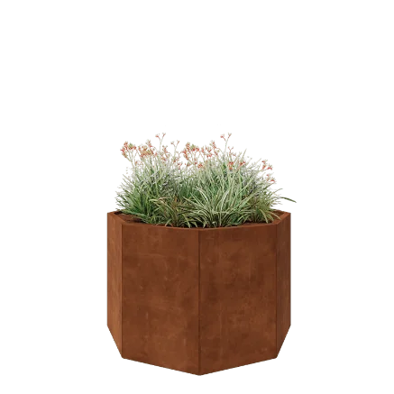 Fioriera in acciaio corten - Ottagono - 120,7 x 120,7 x 80 cm - Senza piastra di base