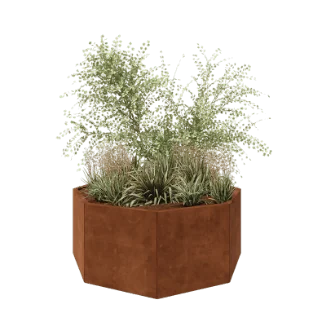 Fioriera in acciaio corten - Ottagono - 144,9 x 144,9 x 60 cm - Senza piastra di base