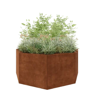 Fioriera in acciaio corten - Ottagono - 193,1 x 193,1 x 80 cm - Senza piastra di base