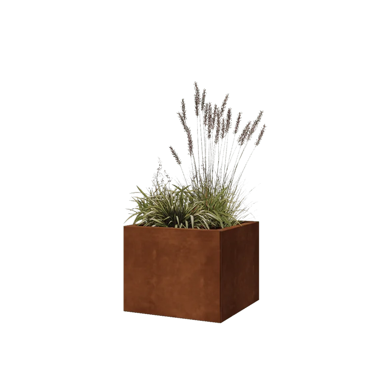 Fioriera in acciaio corten - Quadrato - 50 x 50 x 40 cm - Senza piastra di base