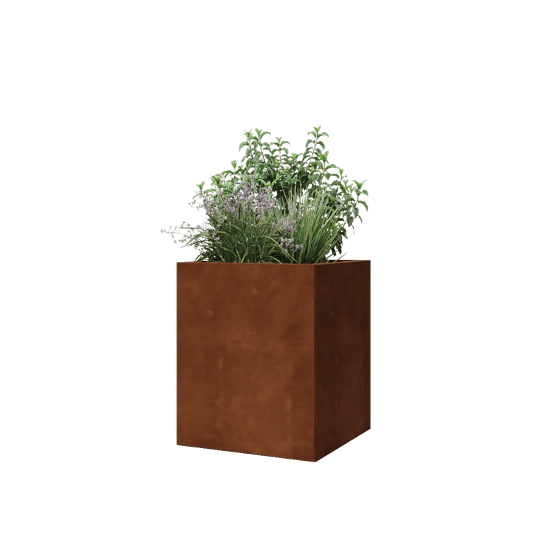 Fioriera in acciaio corten - Quadrato - 50 x 50 x 60 cm - Senza piastra di base