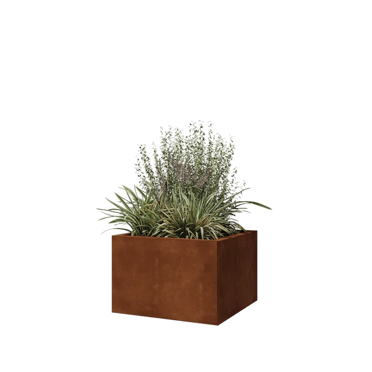 Fioriera in acciaio corten - Quadrato - 60 x 60 x 40 cm - Senza piastra di base