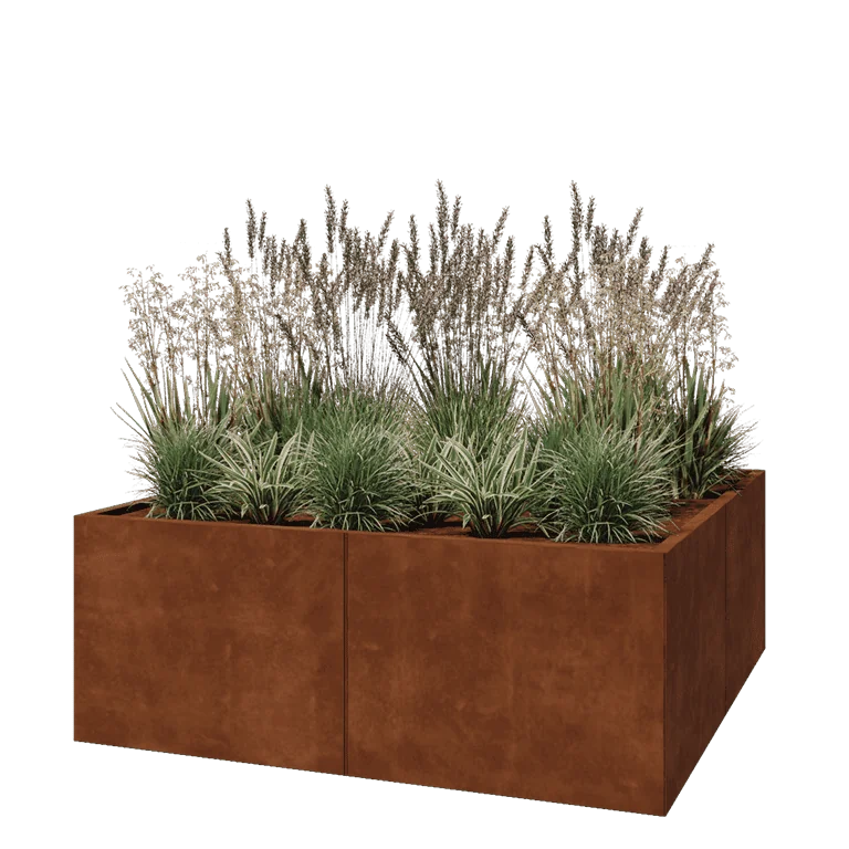 Fioriera XXL in acciaio corten - Quadrato - 160 x 160 x 60 cm - Senza piastra di base