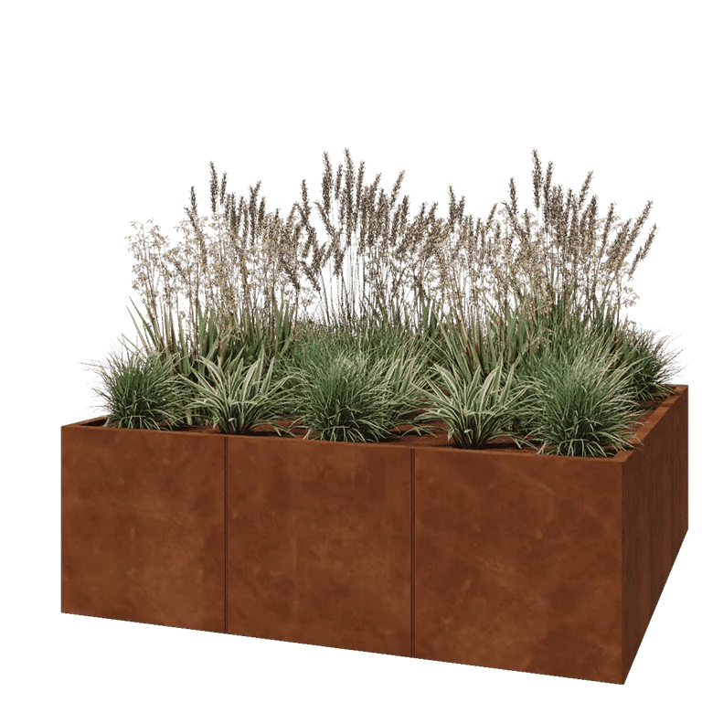 Fioriera XXL in acciaio corten - Quadrato - 180 x 180 x 60 cm - Senza piastra di base
