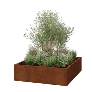 Fioriera in acciaio corten - Quadrato - 140 x 140 x 40 cm - Saldato - Con piastra di base