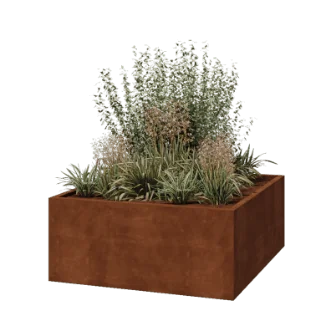 Fioriera in acciaio corten - Quadrato - 140 x 140 x 60 cm - Saldato - Senza piastra di base
