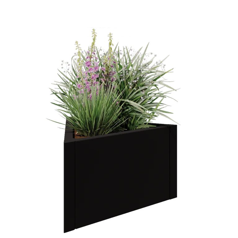 Fioriera in acciaio - Triangolo equilatero - 70,6 x 61 x 40 cm - RAL9005 opaco (nero) - Senza piastra di base