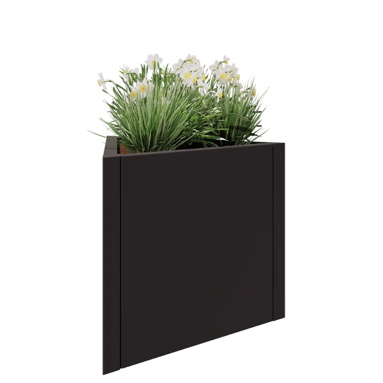 Fioriera in acciaio - Triangolo equilatero - 70,6 x 61 x 60 cm - RAL7016 opaco (grigio antracite) - Senza piastra di base