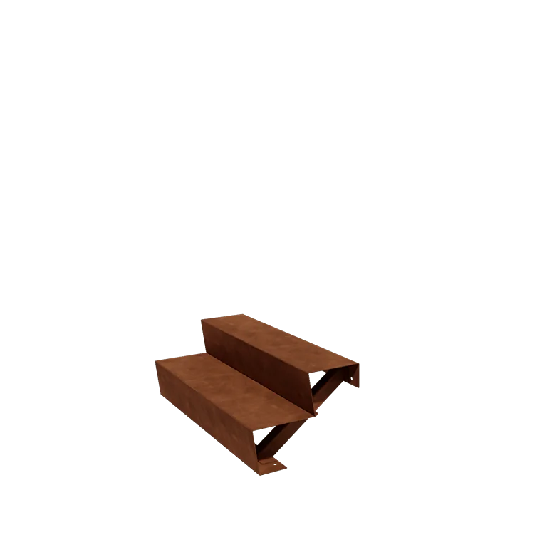 Scala da giardino in acciaio corten - 2-gradinie - 48 x 100 x 34 cm