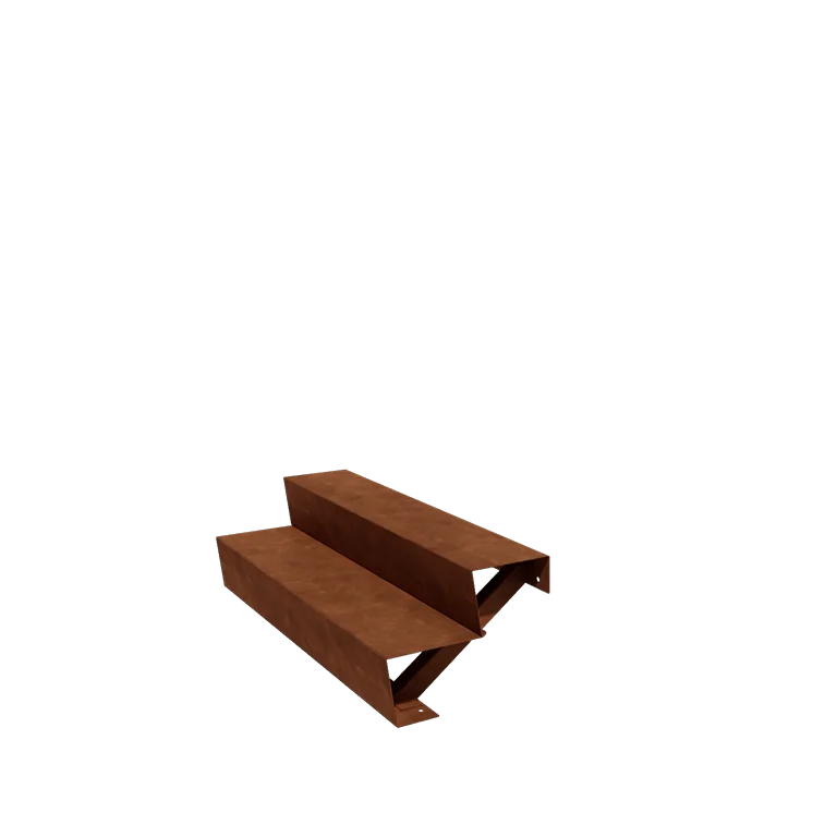 Scala da giardino in acciaio corten - 2-gradinie - 48 x 120 x 34 cm