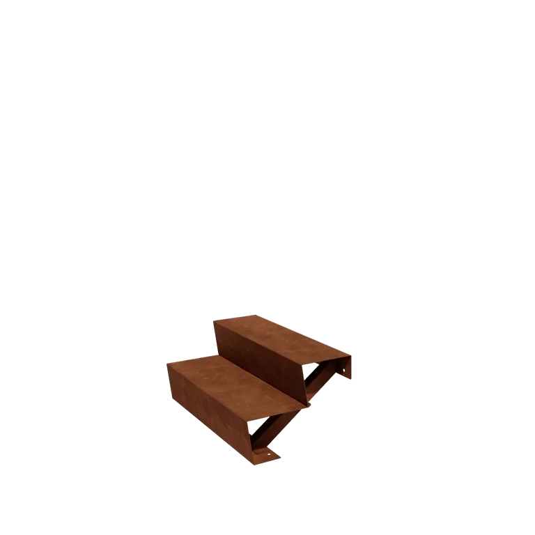 Scala da giardino in acciaio corten - 2-gradinie - 48 x 80 x 34 cm