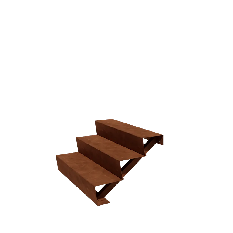 Scala da giardino in acciaio corten - 3-gradinie - 72 x 100 x 51 cm