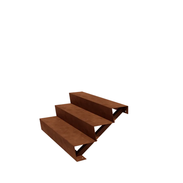 Scala da giardino in acciaio corten - 3-gradinie - 72 x 120 x 51 cm