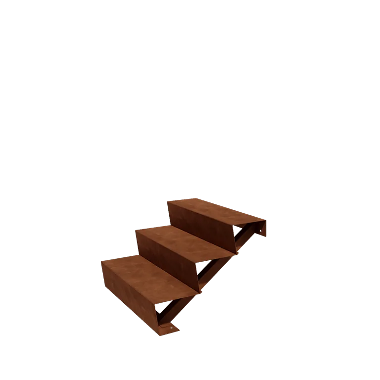 Scala da giardino in acciaio corten - 3-gradinie - 72 x 80 x 51 cm