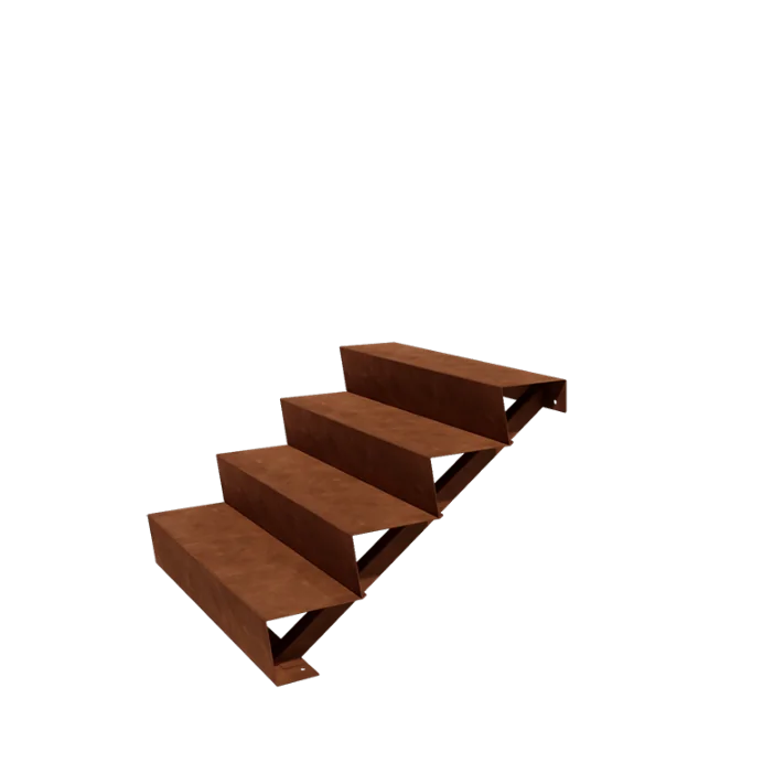 Scala da giardino in acciaio corten - 4-gradinie - 96 x 100 x 68 cm